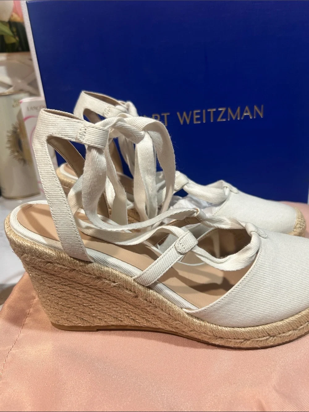 Stuart Weitzman white Espadrille Lace-Up Wedge Sandals - Picture 5 of 8